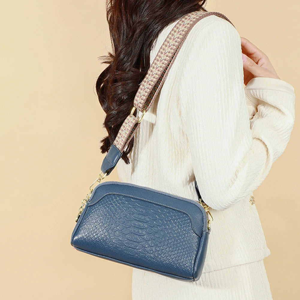 Nathalie | Snygg crossbody-väska i läder i alligatormönster